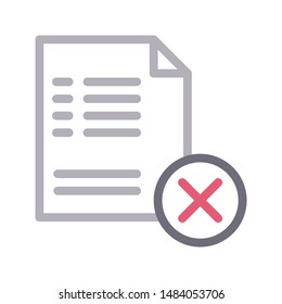 cancel file colour line vector icon