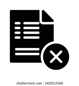 cancel file glyph flat vector icon