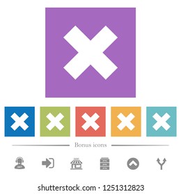 Cancel flat white icons in square backgrounds. 6 bonus icons included.