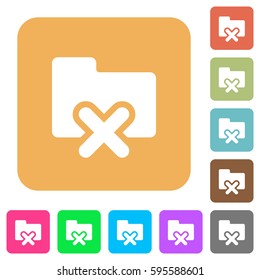 Cancel folder flat icons on rounded square vivid color backgrounds.