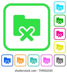 Cancel folder vivid colored flat icons in curved borders on white background