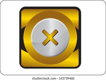 cancel golden square web icon on white background