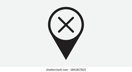 Cancelar el icono de ubicación del mapa del GPS. Icono de ubicación prohibida.Icono de ubicación de eliminación