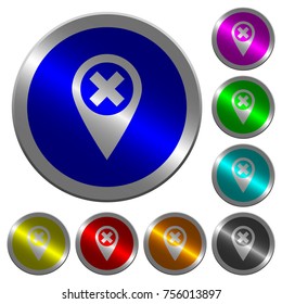 Cancel GPS map location icons on round luminous coin-like color steel buttons