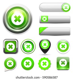 cancel icon, delete button