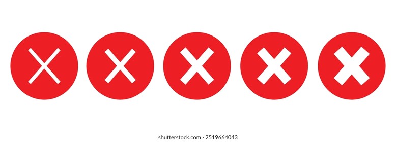 cancel icon, delete buttonicon set. red Close Icon for Graphic Design Projects.