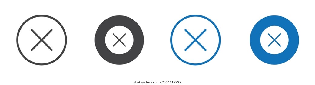 Cancel icon with editable cross and circles representing cancel