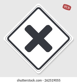 Cancel icon. Flat design style. Made vector illustration. Emblem or label with shadow.