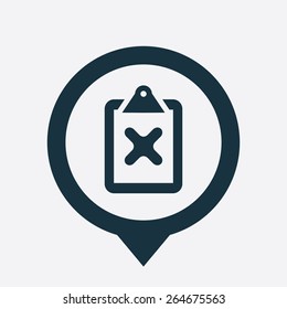 cancel icon map pin on white background 