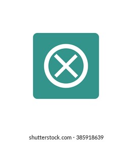 Cancel icon, on green rectangle background, white outline