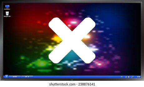 Cancel icon on the screen monitor. Made vector illustration