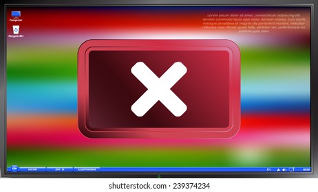 Cancel icon on the screen monitor. Made vector illustration