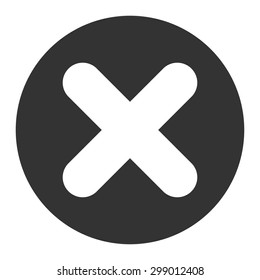 Cancel icon from Primitive Round Buttons OverColor Set. This round flat button is drawn with white and gray colors on a white background.