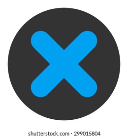 Cancel icon from Primitive Round Buttons OverColor Set. This round flat button is drawn with blue and gray colors on a white background.