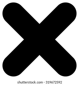Cancel icon from Primitive Set. This isolated flat symbol is drawn with black color on a white background, angles are rounded.