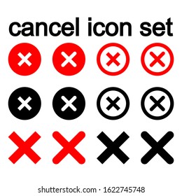 cancel icon set. flat illustration of cancel vector icon. cancel sign symbol. icon on white background