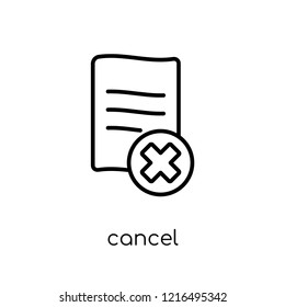 cancel icon. Trendy modern flat linear vector cancel icon on white background from thin line collection, outline vector illustration