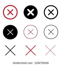 Cancel icon vector, delete symbol set