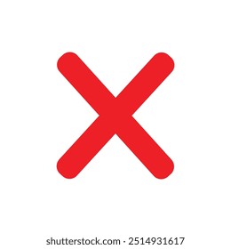 Icono de cancelación, círculo blanco, rojo, Vector de diseño plano, aislar sobre fondo blanco. Ilustración vectorial