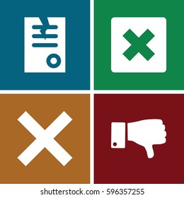 cancel icons set. Set of 4 cancel filled icons such as paper, dislike