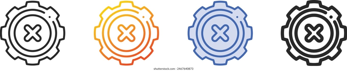 Cancelar icono.Diseño de estilo fino lineal, degradado, trazo azul y negrita aislado sobre fondo blanco