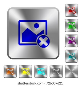 Cancel image operations engraved icons on rounded square glossy steel buttons