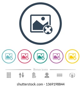 Cancel image operations flat color icons in round outlines. 6 bonus icons included.