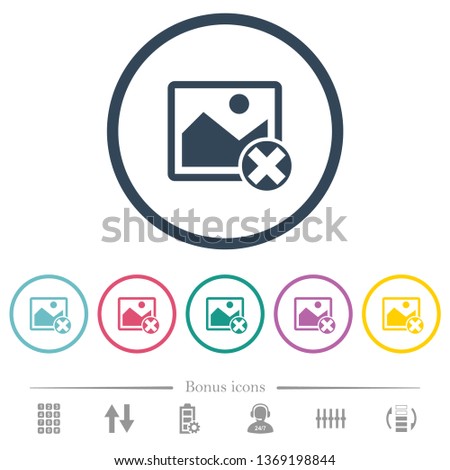 Cancel image operations flat color icons in round outlines. 6 bonus icons included.