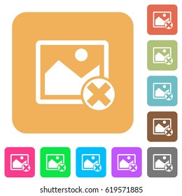 Cancel image operations flat icons on rounded square vivid color backgrounds.