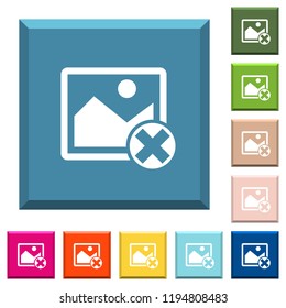 Cancel image operations white icons on edged square buttons in various trendy colors