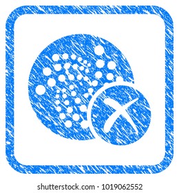 Cancel Iota rubber seal stamp watermark. Icon vector symbol with grunge design and dust texture in rounded rectangle. Scratched blue sign on a white background.