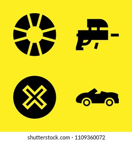 cancel, life preserver, paintball and car vector icon set. Sample icons set for web and graphic design