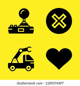 cancel, like, crane and joystick vector icon set. Sample icons set for web and graphic design
