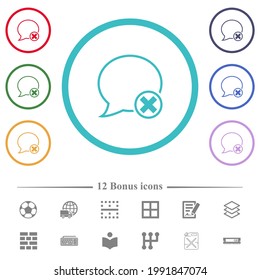 Cancelar los iconos de color plano del contorno del mensaje en contornos de forma circular. 12 íconos adicionales incluidos.