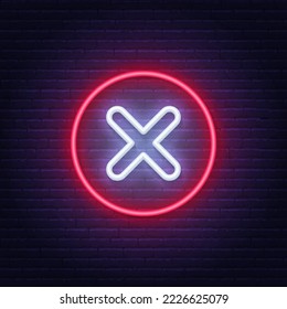 Cancel neon sign on brick wall background.