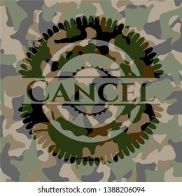 Cancel on camo pattern. Vector Illustration. Detailed.