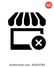 Cancel on shop Icon Flat Style Isolated Vector Illustration