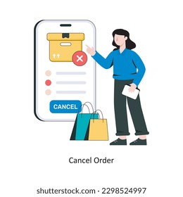 Cancel Order flat style design vector illustration. stock illustration