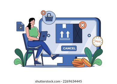 Cancel Order Illustration concept on white background