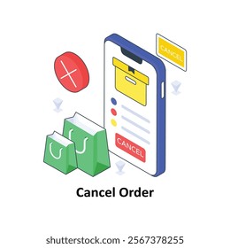 Cancel Order isometric Colored illustration. EPS File stock illustration