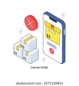 Cancel Order isometric Colored illustration. EPS File stock illustration