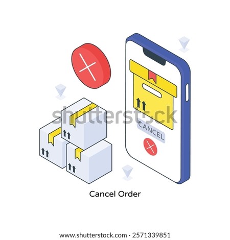 Cancel Order isometric Colored illustration. EPS File stock illustration