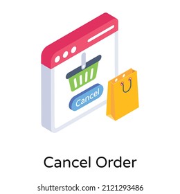 A Cancel Order Isometric Icon Design 

