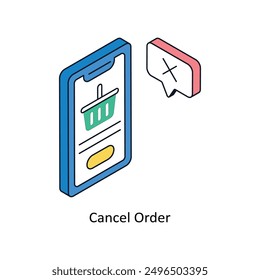 Cancel Order Isometric style icon. Symbol on White background EPS 10 File 