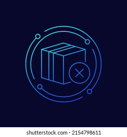 cancel order line vector icon with a parcel