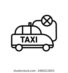 Cancel ordered taxi icon linear logo mark in black and white