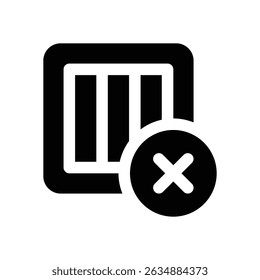 cancel package glyph icon. Strong and solid vector icon for websites, mobile interfaces, presentations, and visual branding. High quality and easy to edit.