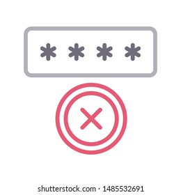 cancel password colour line vector icon