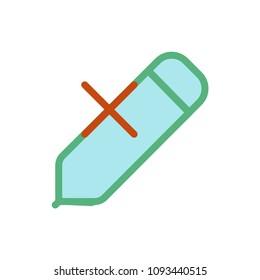 Cancel pencil colored vector icon. Isolated on white background