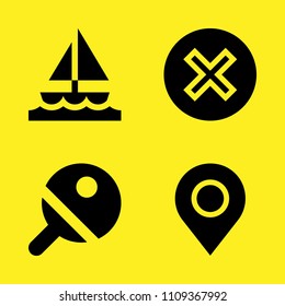 cancel, pin, ping pong and sailboat vector icon set. Sample icons set for web and graphic design